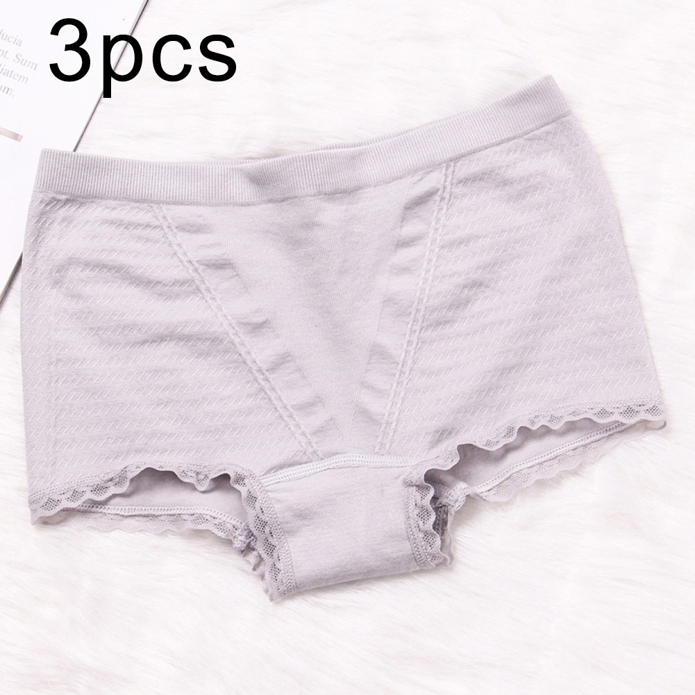 Breathable For Women Underwear Set Lace Edge Flat Angle 3 Pairs Nylon Spandex