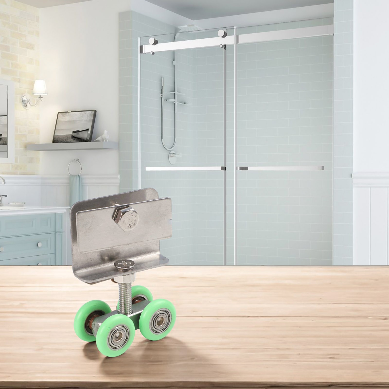 Ruota Nylon Ruote Porta Doccia Rullo Confezione Completa Ristrutturazione Bagno - Foto 14 di 45