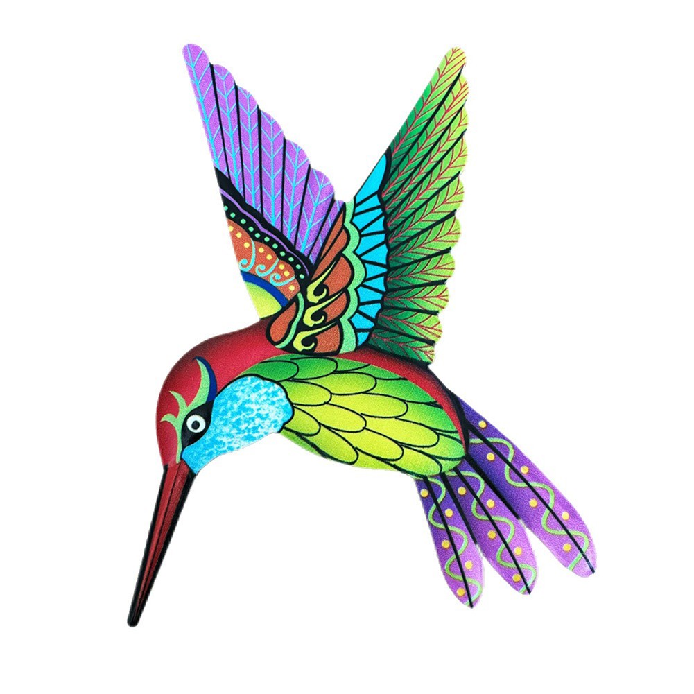 Decoración de pared de colibrí de metal vibrante para jardín patio porche uso interior - Imagen 7 de 8