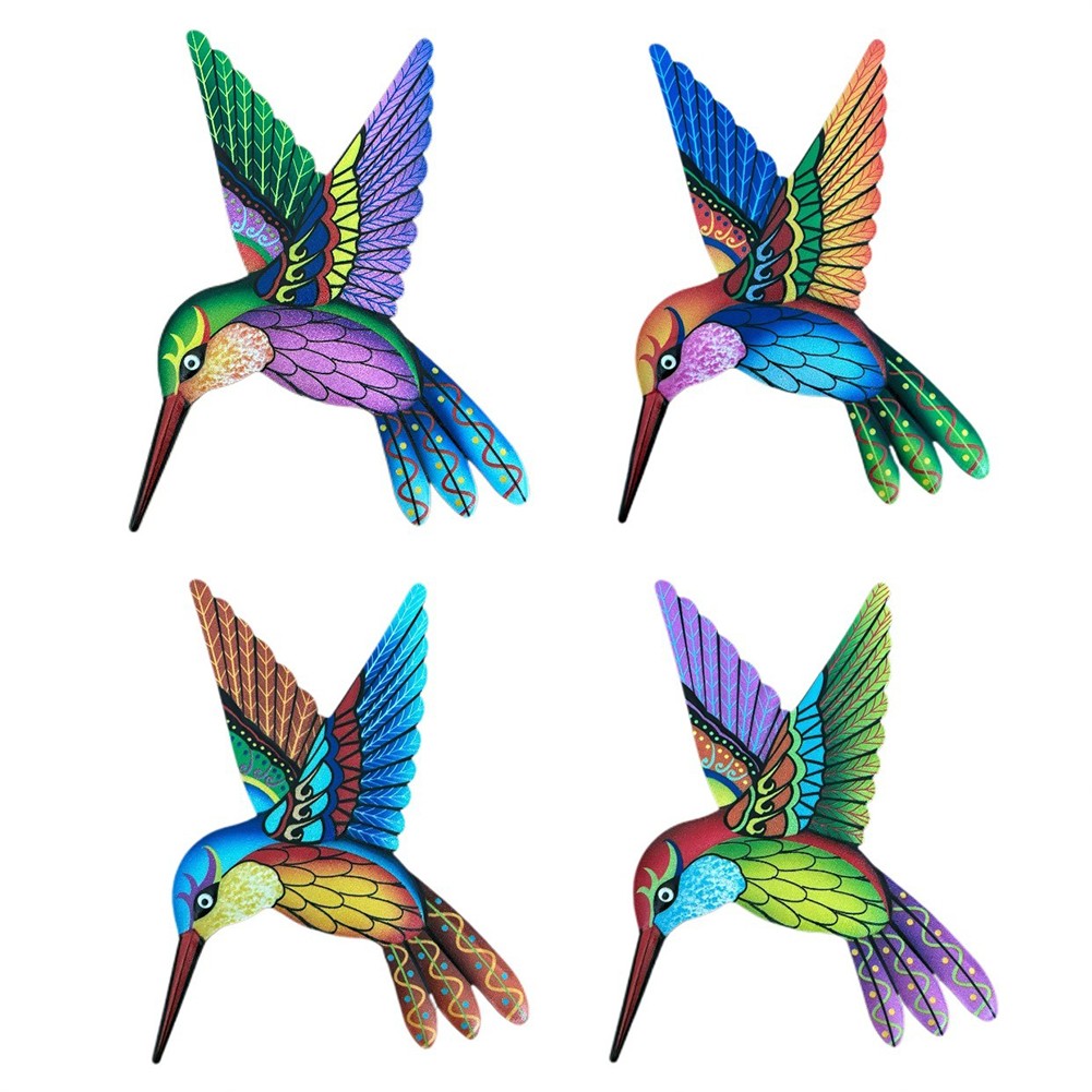 Decoración de pared de colibrí de metal vibrante para jardín patio porche uso interior - Imagen 8 de 8