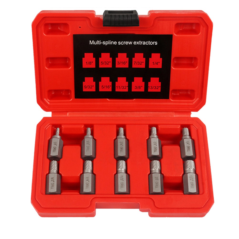 Set Estrattore Viti 10 Pezzi per Rimozione Rapida Viti Danneggiate Bulloni e Dad - Foto 13 di 24