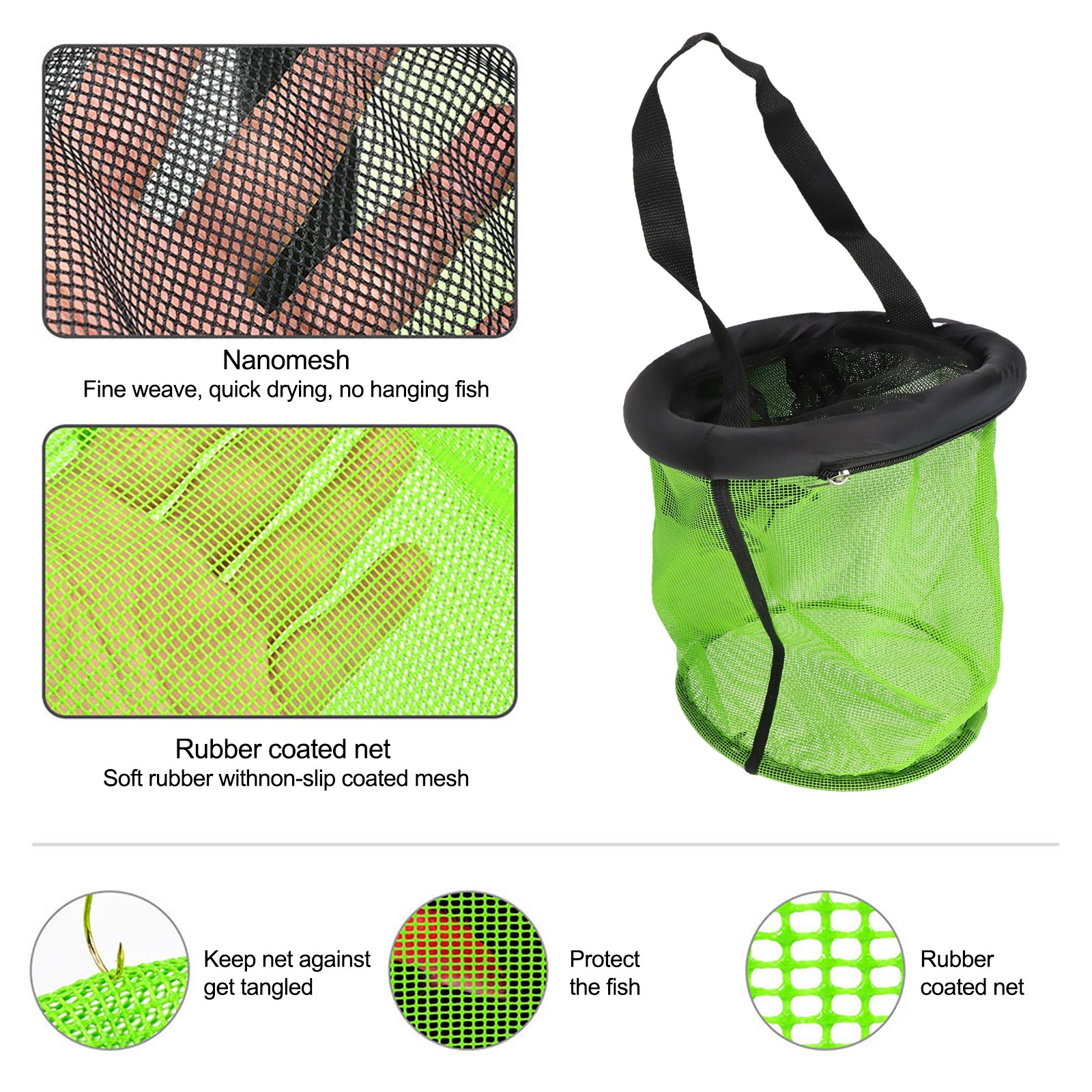 Foldable Floating Fish Basket Rubber Coating/Quick Dry Underwater Net Pocket New - Picture 28 of 37