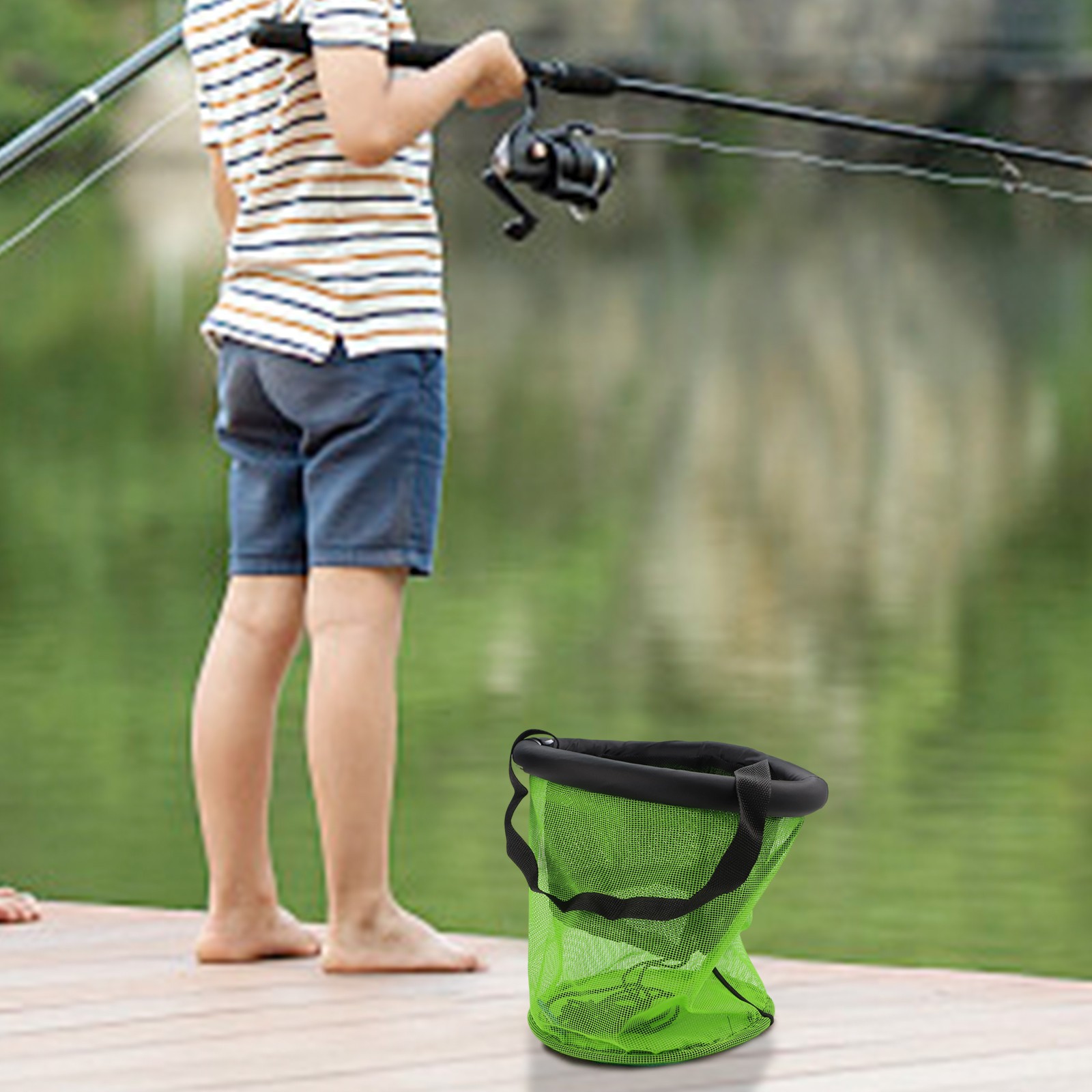Foldable Floating Fish Basket Rubber Coating/Quick Dry Underwater Net Pocket New - Picture 27 of 37