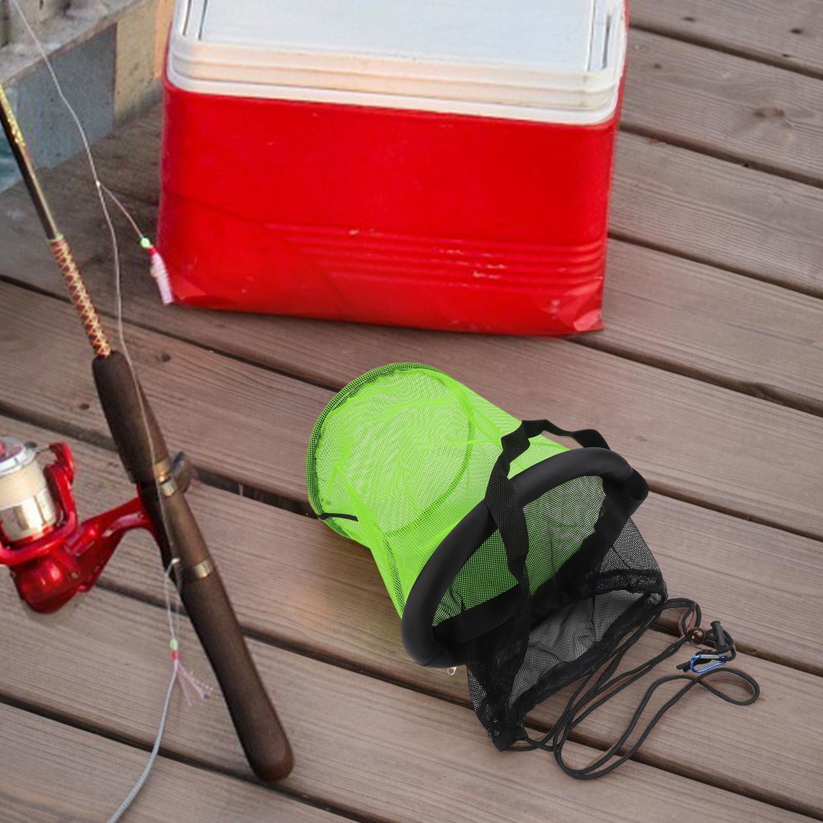 Foldable Floating Fish Basket Rubber Coating/Quick Dry Underwater Net Pocket New - Picture 29 of 37