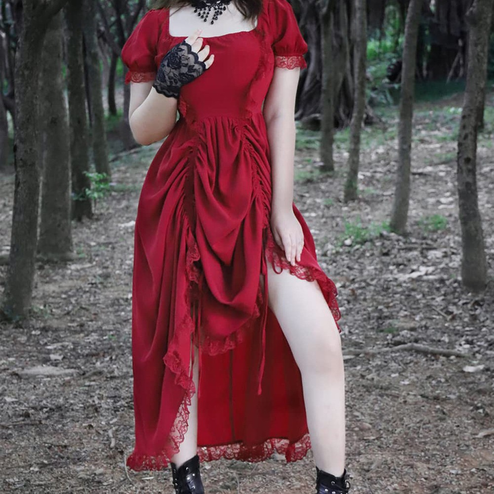 Women Gothic Retro Punk Dress Victorian Vampire Devil Costume for Cosplay - Picture 16 of 37