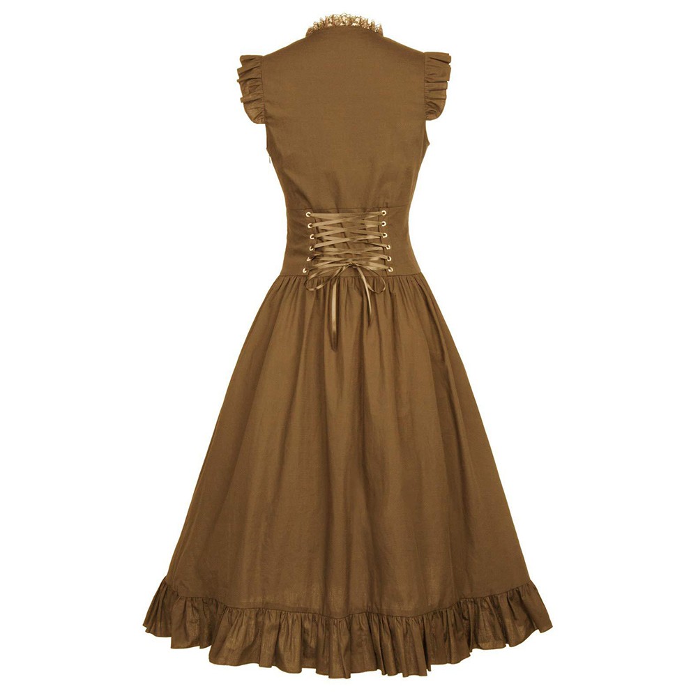 Women Gothic Victorian Ruffled Sleeveless Dress for Stage Party or Cosplay Use - Picture 14 of 19
