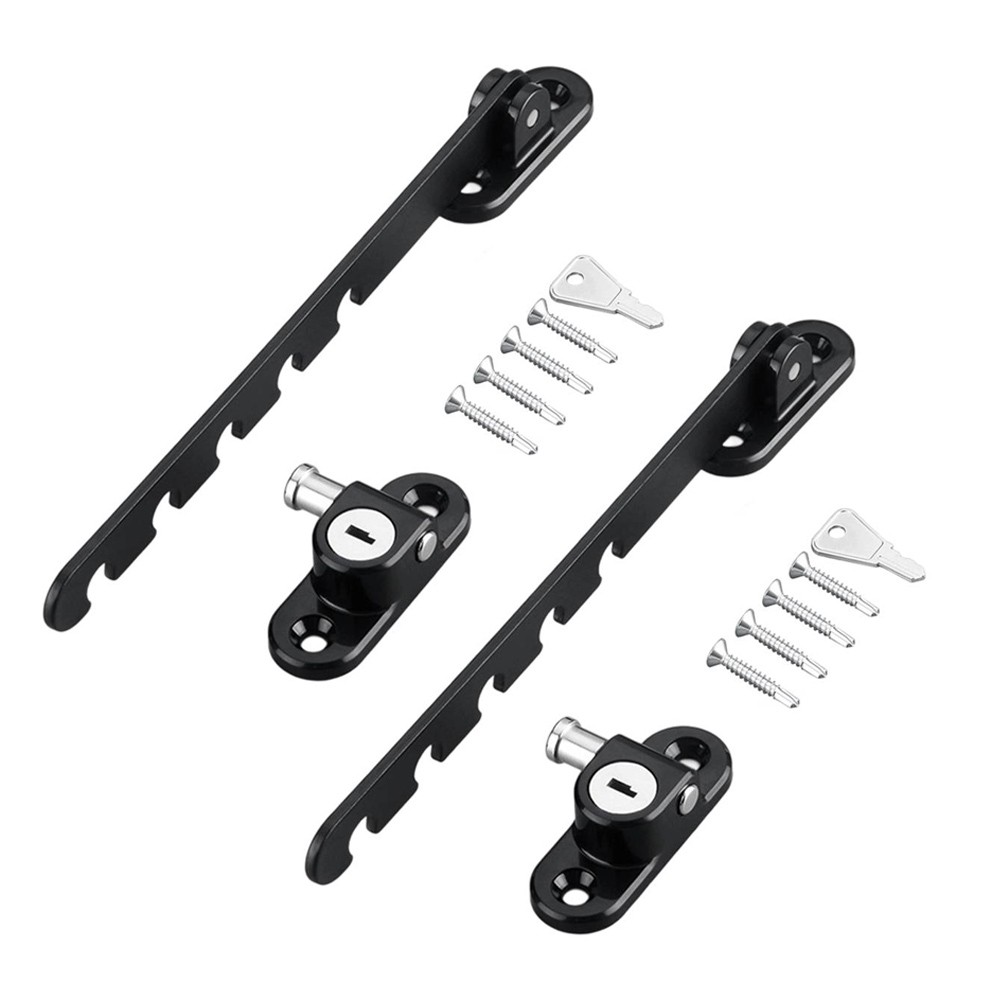 2pcs Adjustable Window Lock Limiter Carbon Steel Multi Stage for Window Safety