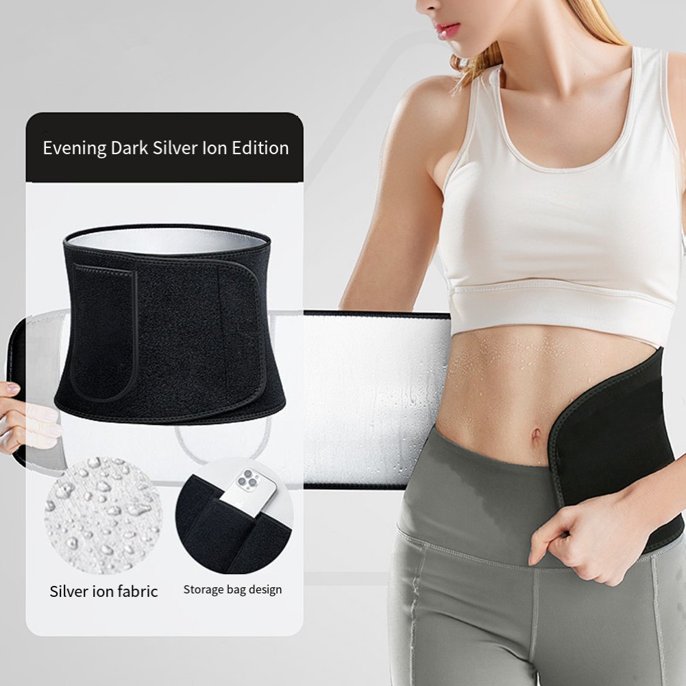 Silver Ion Waist Trainer Sweat Belt with Adjustable Neoprene for