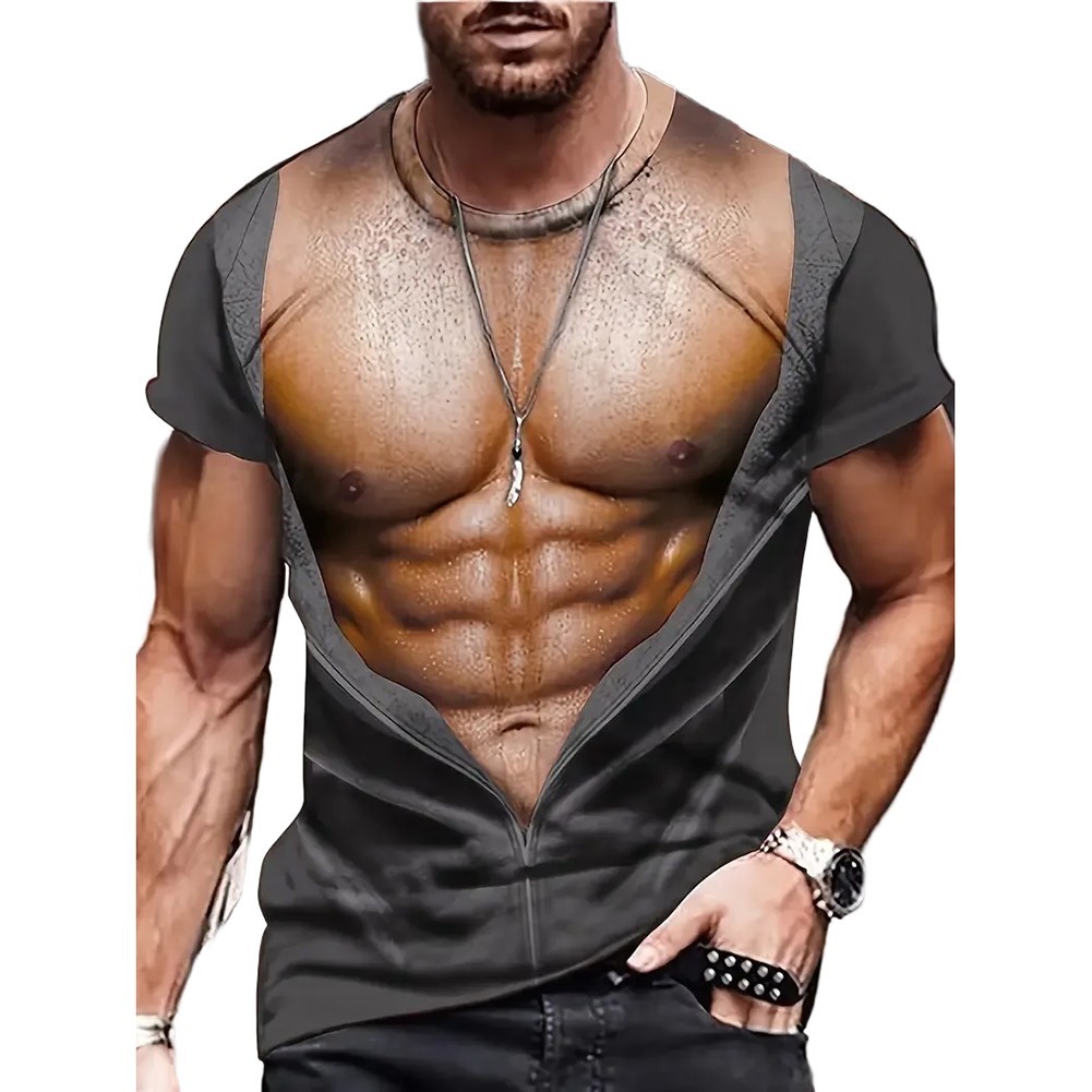 Funny Graphic Tee Fake Muscle T-Shirt Available In Multiple Sizes Casual Wear - Picture 16 of 16