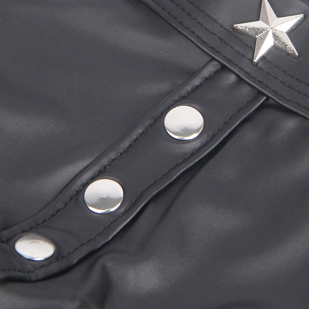 Men Black Imitation Leather Underwear Punk Rivet Triangular Briefs Size M 2XL - Picture 24 of 26