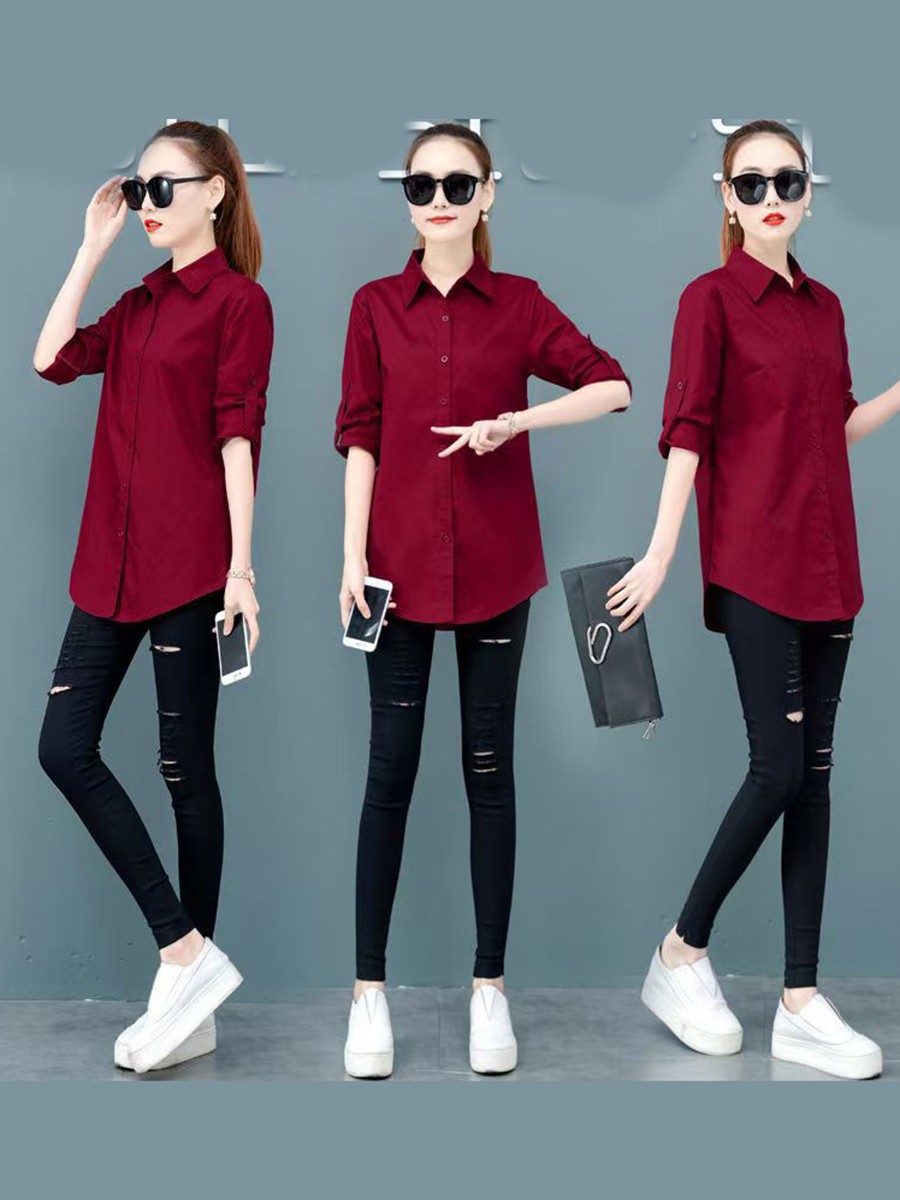 Minimalist Women's White Black Long Sleeve V Neckline Slim Fit Shirt Dress - Picture 35 of 42