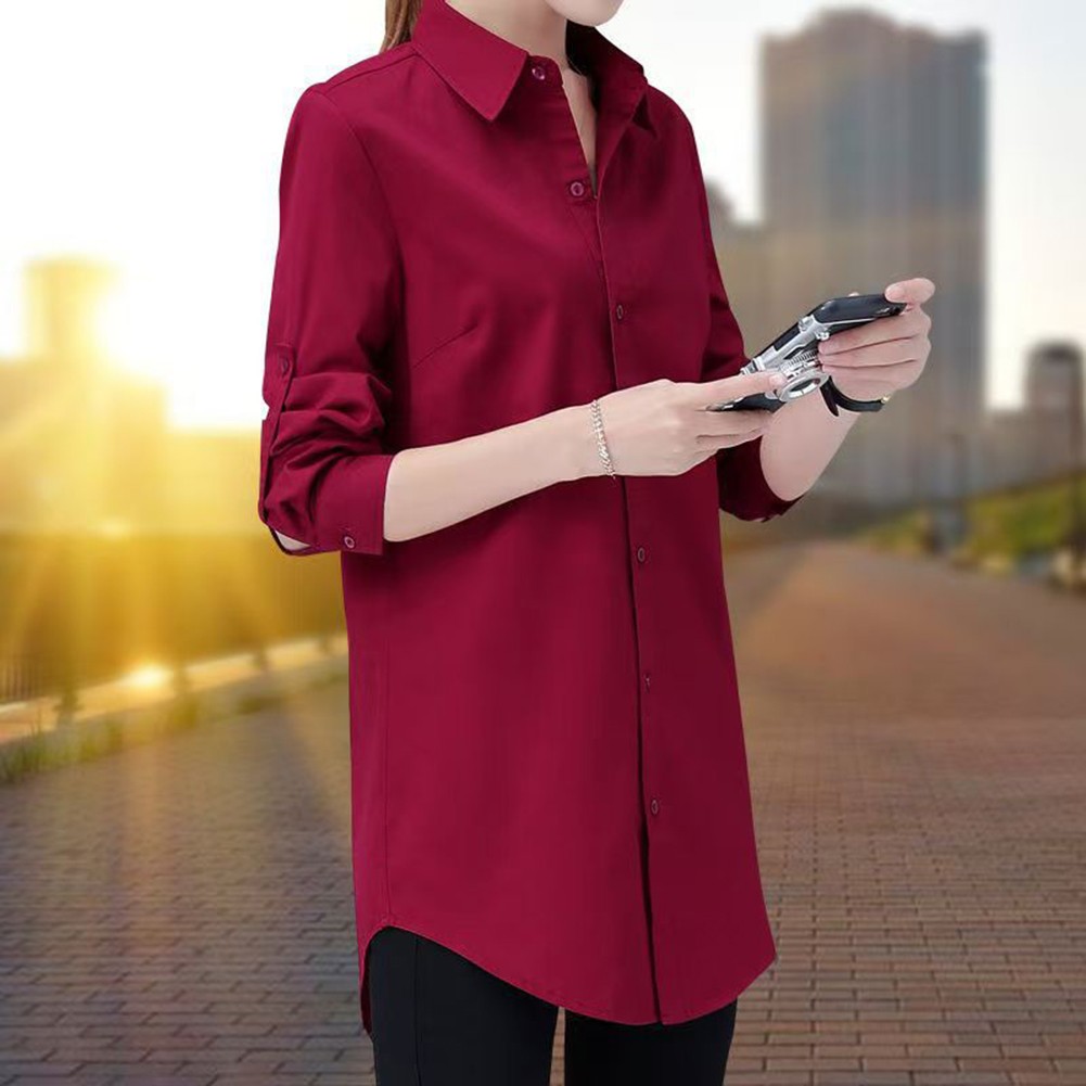 Minimalist Women's White Black Long Sleeve V Neckline Slim Fit Shirt Dress - Picture 34 of 42