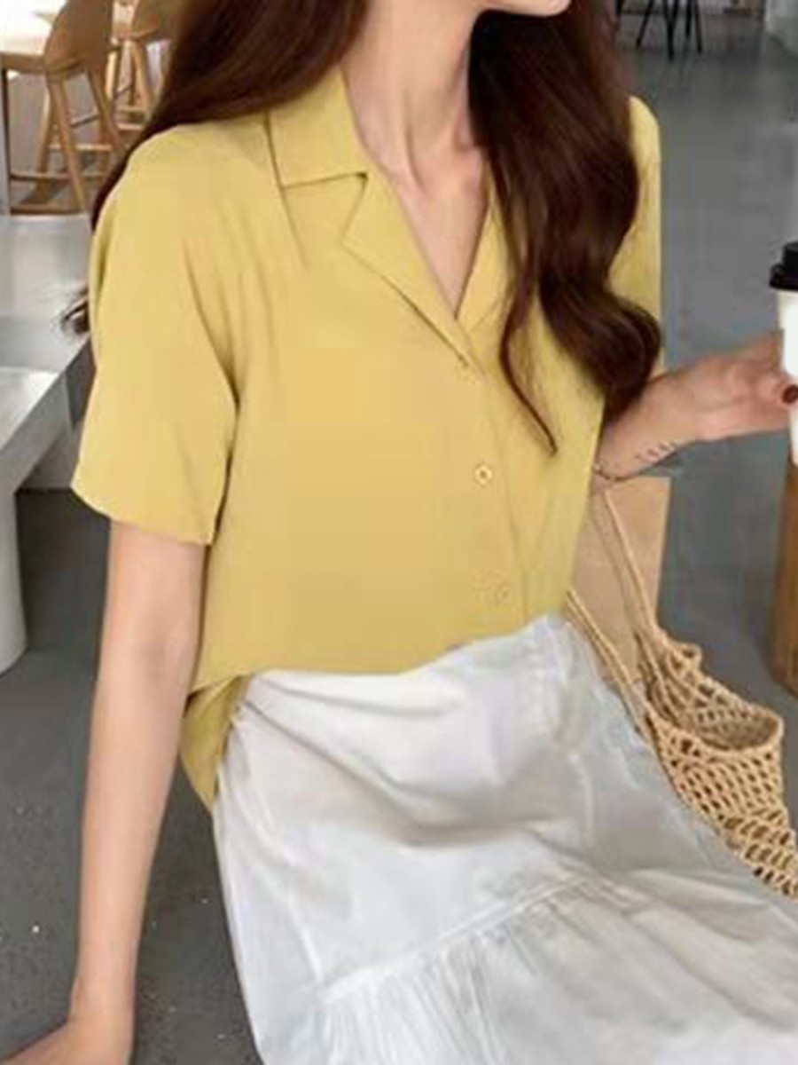Vintage Style For Women's Short Sleeve Loose Shirt Blouse for Retro Fashion - Picture 15 of 17