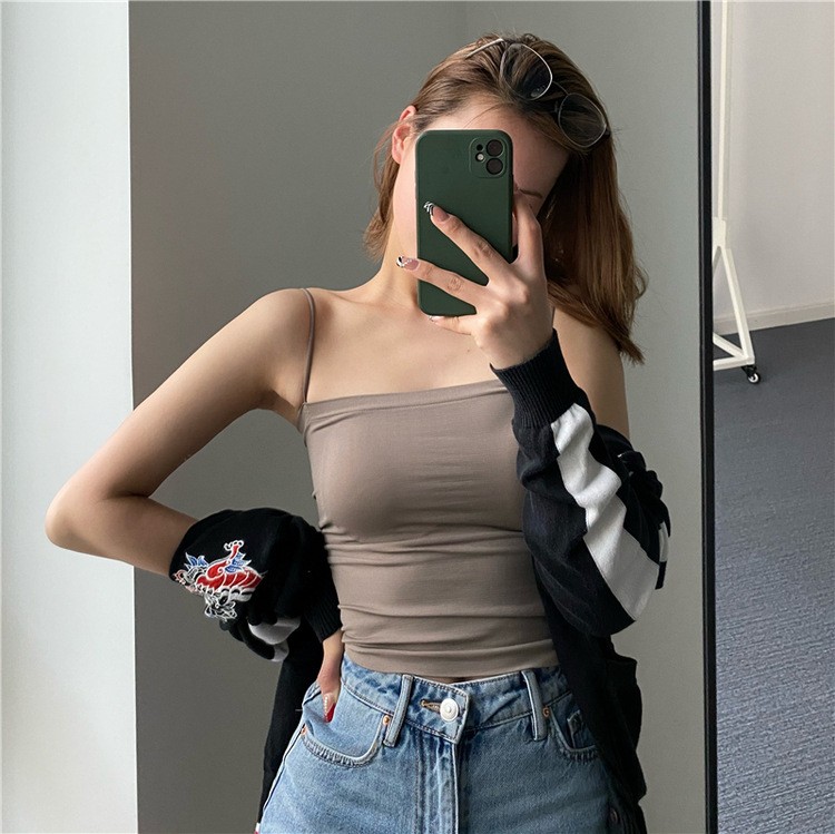 Womens Padded Short Tops Camisole Sports Vest Fixed Cup Anti Exposure Tops - Picture 62 of 63
