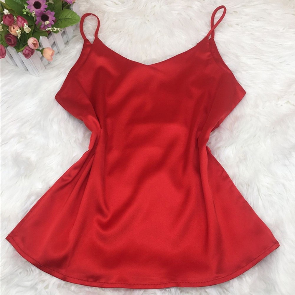 Light Stretch Simulation Silk Satin Camisole Vest for Women Sleeveless - Picture 8 of 8