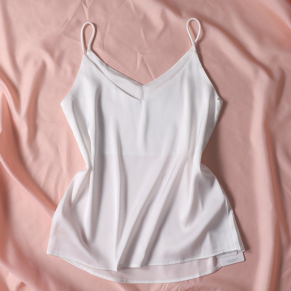 Light Stretch Simulation Silk Satin Camisole Vest for Women Sleeveless - Picture 7 of 8