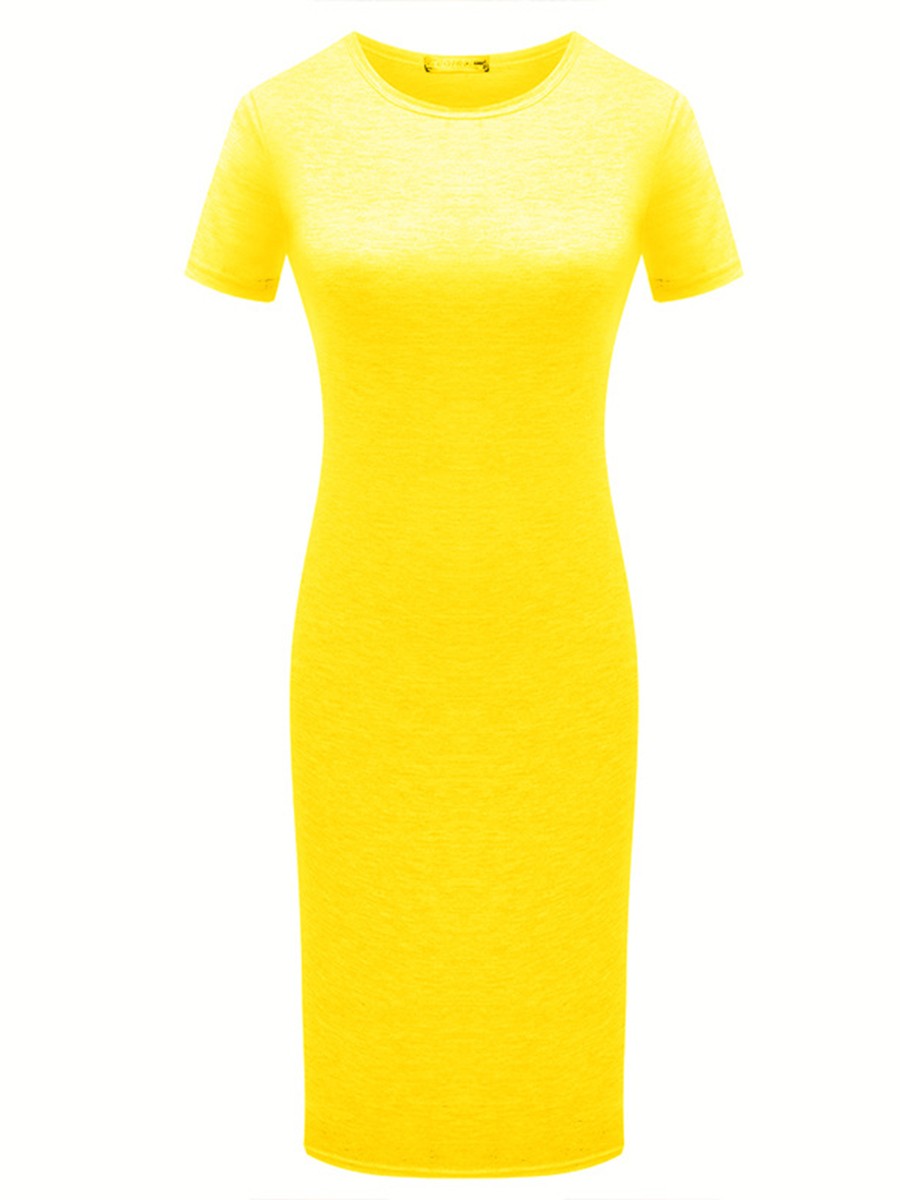 Dress Midi Party Pencil Short Short Sleeve Solid 3 Colors Summer Women - Picture 25 of 29
