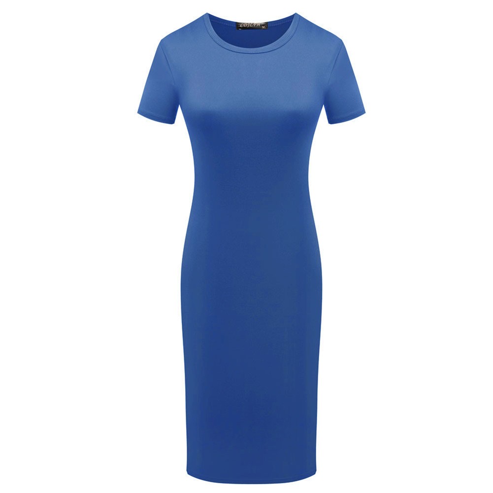 Dress Midi Party Pencil Short Short Sleeve Solid 3 Colors Summer Women - Picture 22 of 29