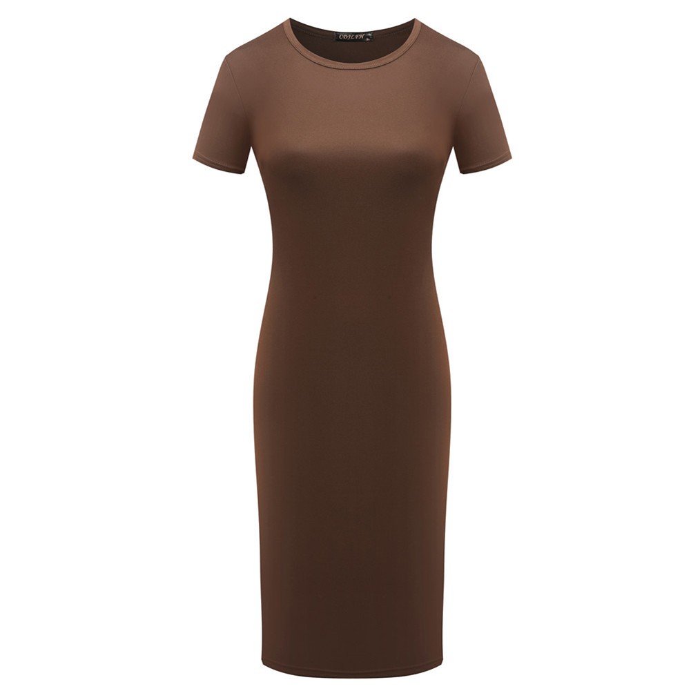 Dress Midi Party Pencil Short Short Sleeve Solid 3 Colors Summer Women - Picture 18 of 29