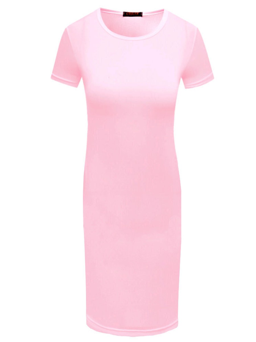 Dress Midi Party Pencil Short Short Sleeve Solid 3 Colors Summer Women - Picture 27 of 29