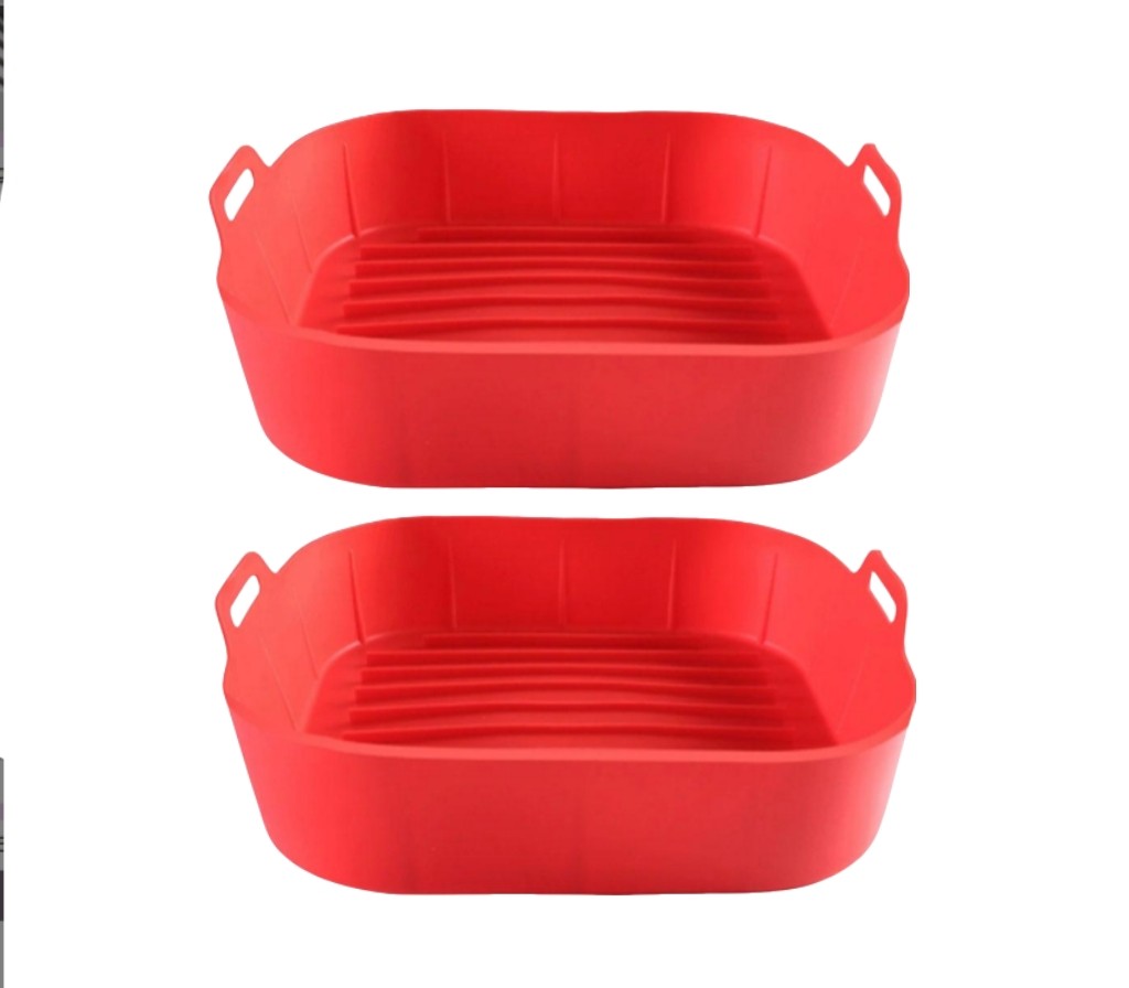 Reusable Silicone Baking Trays for Air Fryer Set of 2 Food Safe Nonstick Mats
