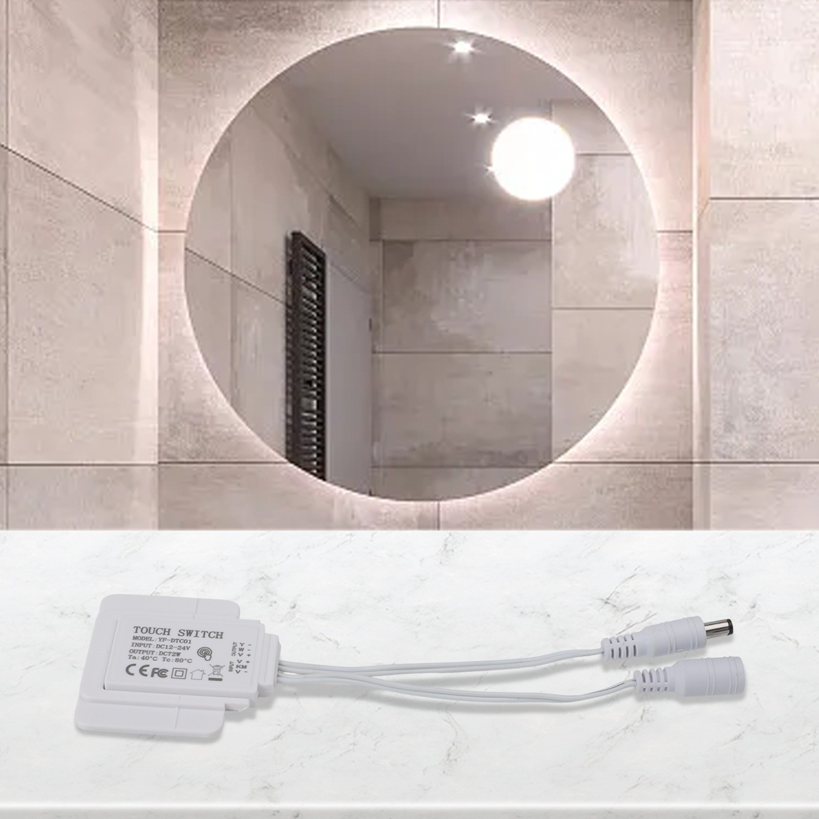 Touch Sensor Switch 12V 5A 60W LED Single Button for Bathroom Mirror Lights - Picture 19 of 45