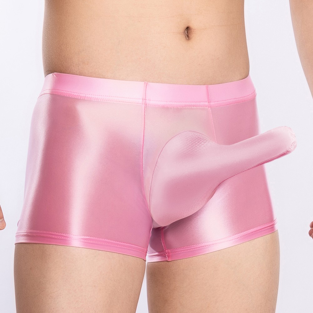 Sexy ropa interior boxer para hombre tiro bajo transparente transparente transparente brillante bolsa grande - Imagen 13 de 45
