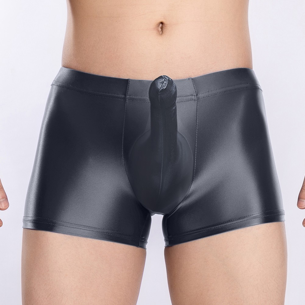 Sexy ropa interior boxer para hombre tiro bajo transparente transparente transparente brillante bolsa grande - Imagen 19 de 45