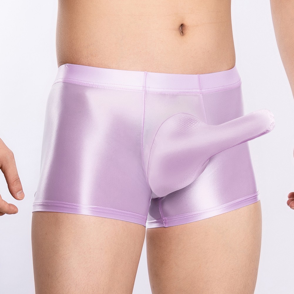 Sexy ropa interior boxer para hombre tiro bajo transparente transparente transparente brillante bolsa grande - Imagen 17 de 45