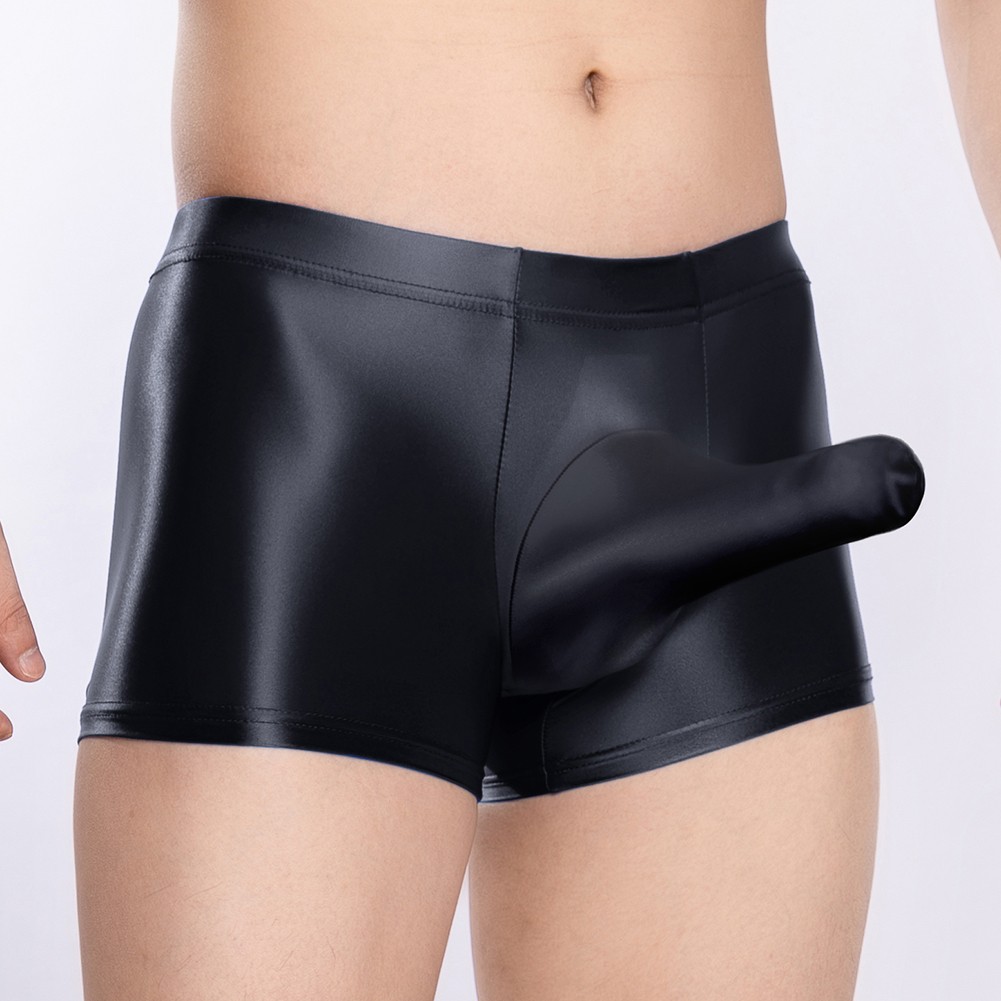 Sexy ropa interior boxer para hombre tiro bajo transparente transparente transparente brillante bolsa grande - Imagen 33 de 45