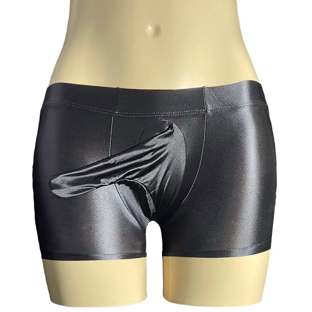 Sexy ropa interior boxer para hombre tiro bajo transparente transparente transparente brillante bolsa grande - Imagen 32 de 45
