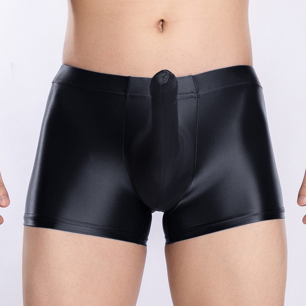 Sexy ropa interior boxer para hombre tiro bajo transparente transparente transparente brillante bolsa grande - Imagen 31 de 45