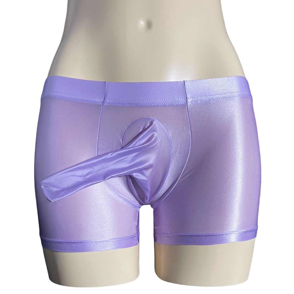 Sexy ropa interior boxer para hombre tiro bajo transparente transparente transparente brillante bolsa grande - Imagen 16 de 45