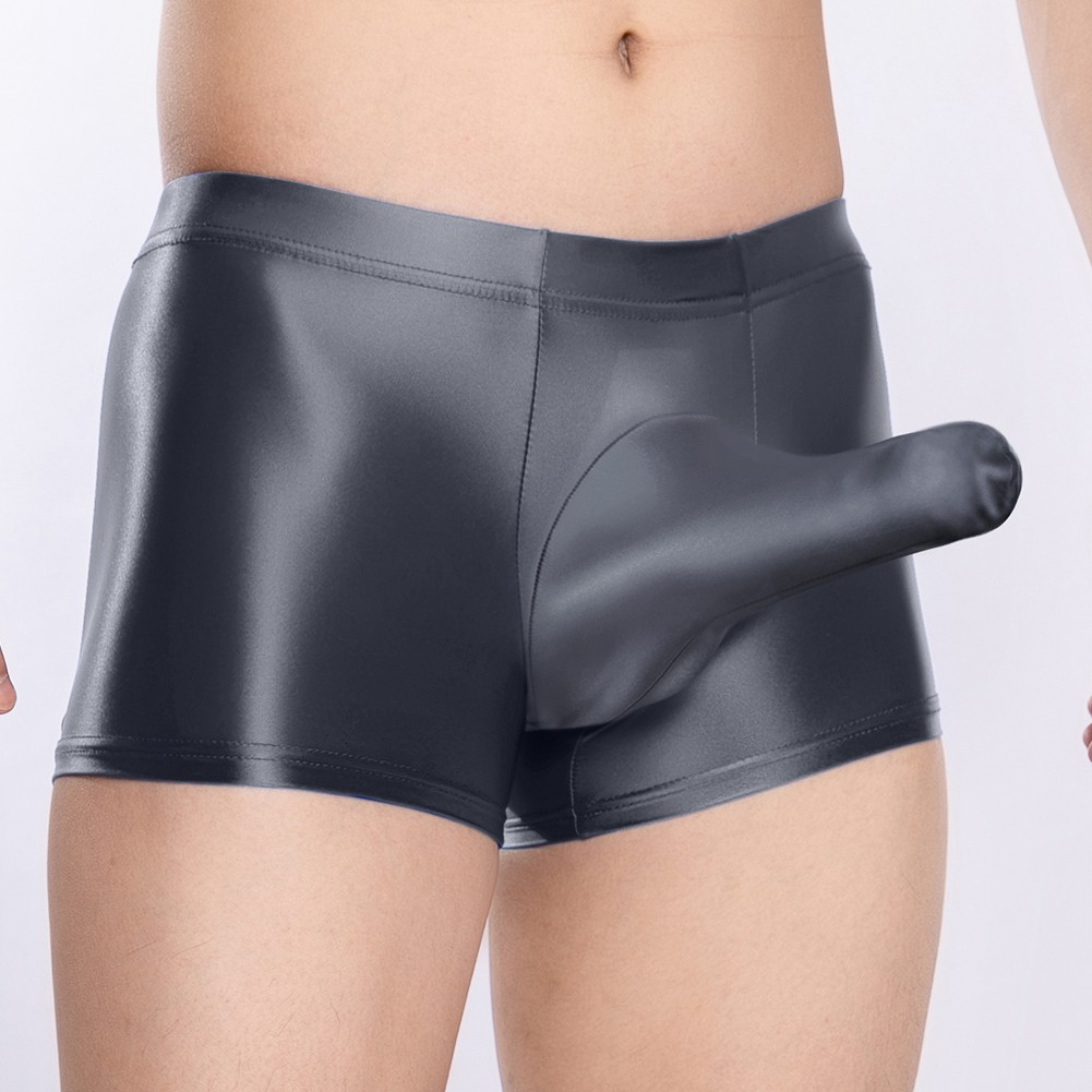 Sexy ropa interior boxer para hombre tiro bajo transparente transparente transparente brillante bolsa grande - Imagen 21 de 45