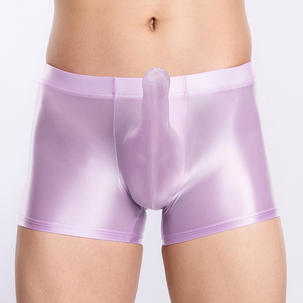 Sexy ropa interior boxer para hombre tiro bajo transparente transparente transparente brillante bolsa grande - Imagen 15 de 45