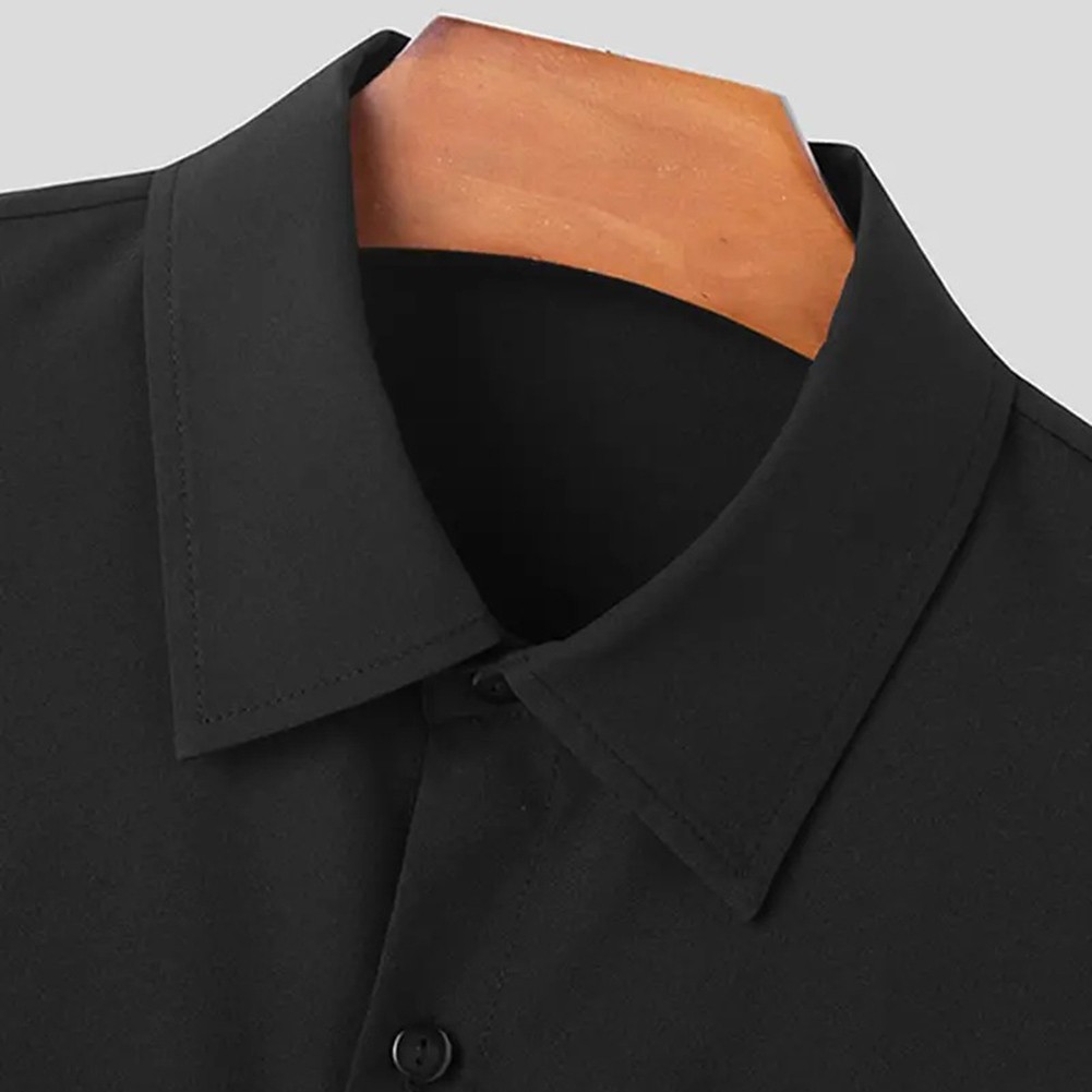 Men Shirt Loose Fit Long Sleeve Bell Sleeve Lapel Flare Button Vintage Style - Picture 17 of 25