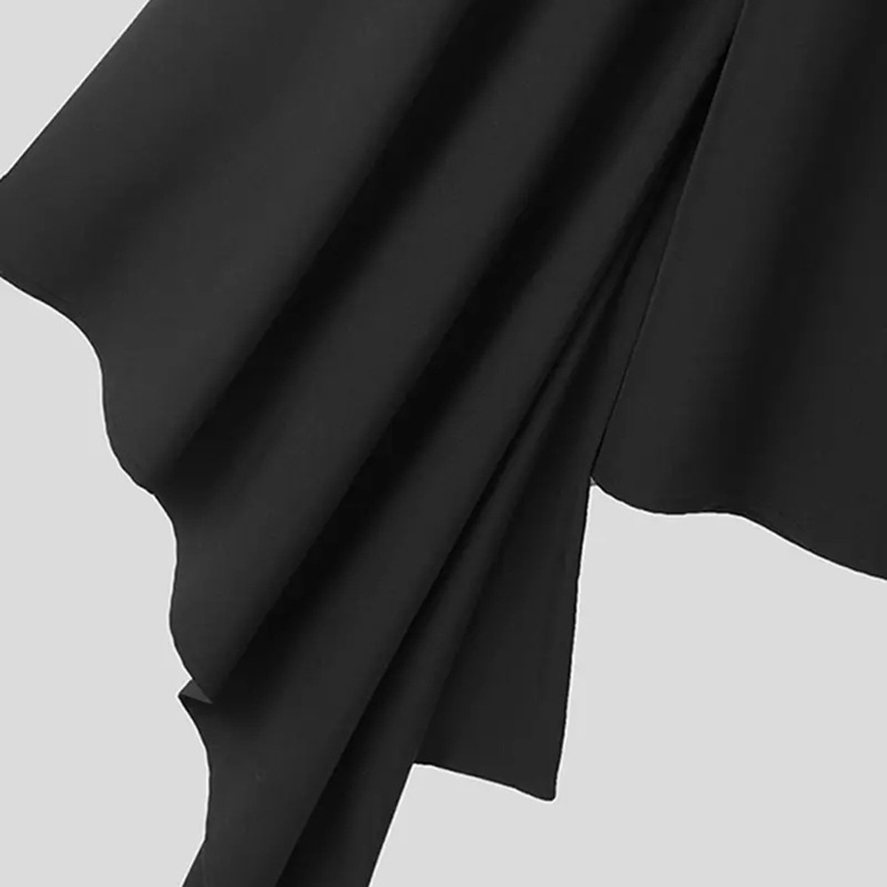 Men Shirt Loose Fit Long Sleeve Bell Sleeve Lapel Flare Button Vintage Style - Picture 25 of 25