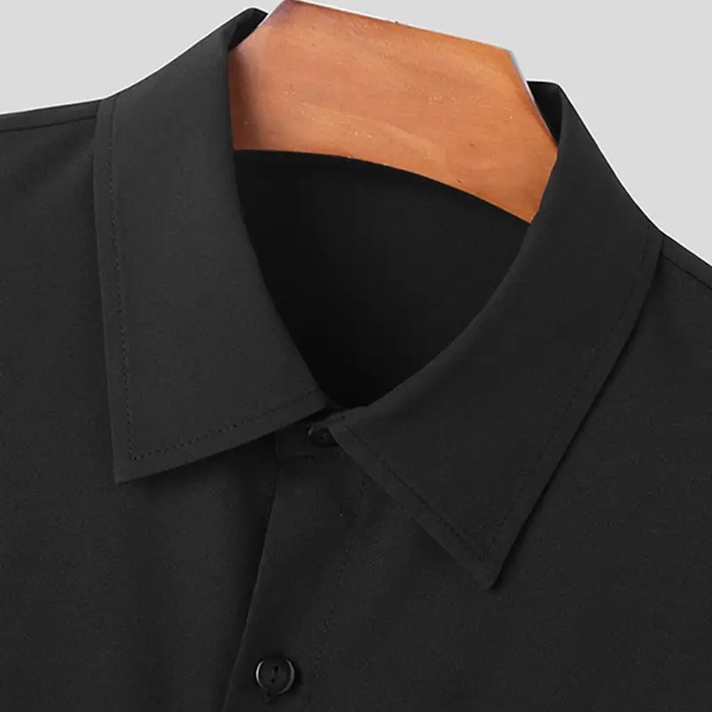 Men Shirt Loose Fit Long Sleeve Bell Sleeve Lapel Flare Button Vintage Style - Picture 24 of 25