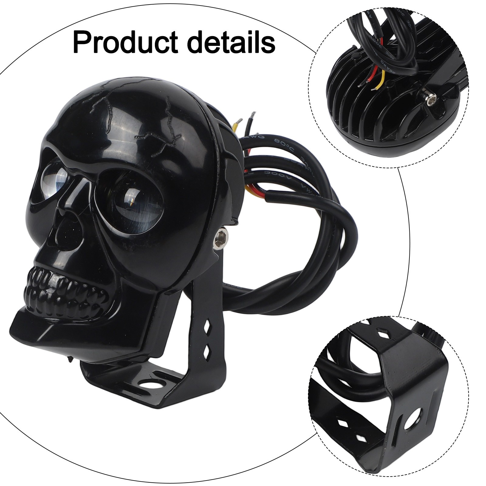 Motorcycle LED Skull Headlight IP67 Waterproof Rating for Harsh Conditions - Picture 26 of 30