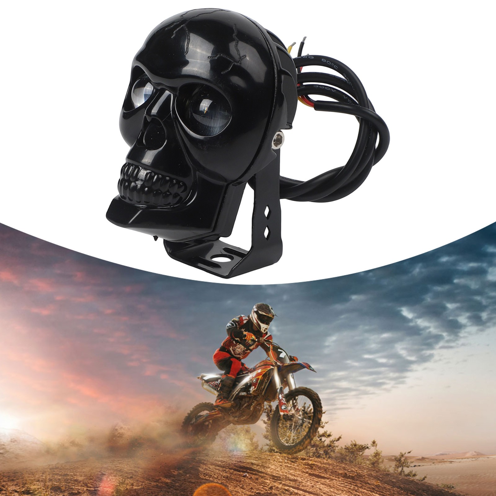 Motorcycle LED Skull Headlight IP67 Waterproof Rating for Harsh Conditions - Picture 18 of 30