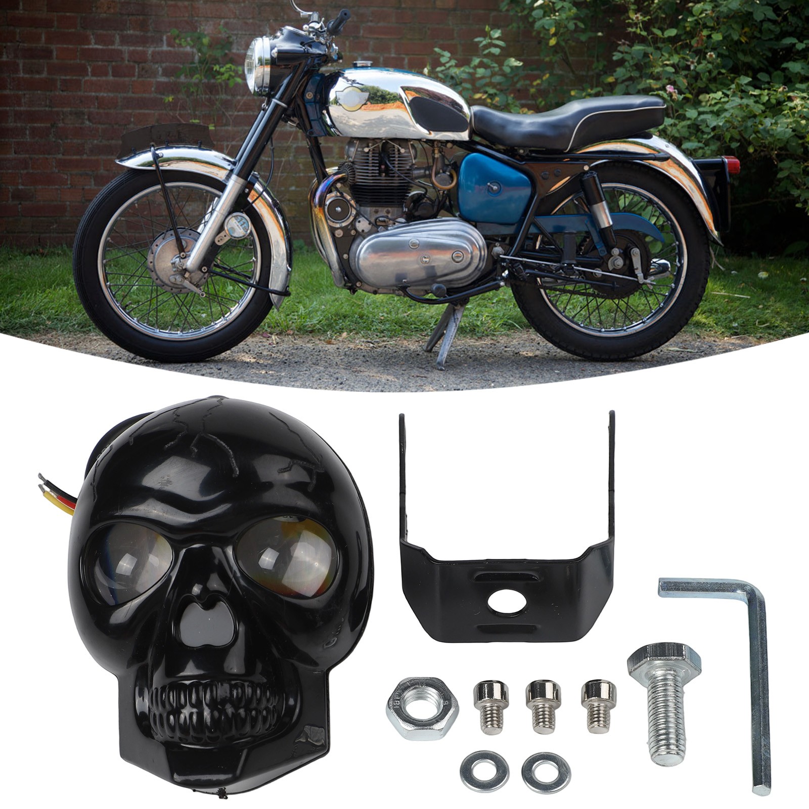 Motorcycle LED Skull Headlight IP67 Waterproof Rating for Harsh Conditions - Picture 20 of 30