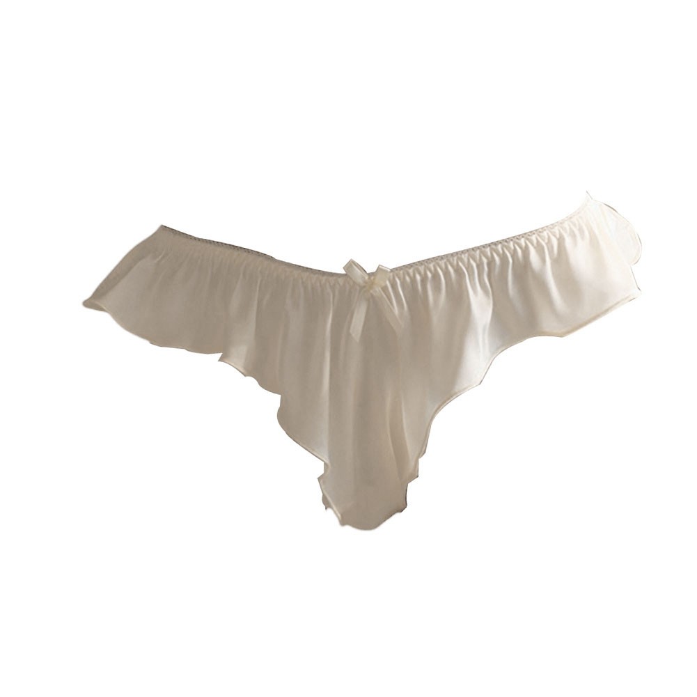 Feminine Satin Ruffle Underwear Women's Sexy Briefs for a Glamorous Look - Picture 17 of 21