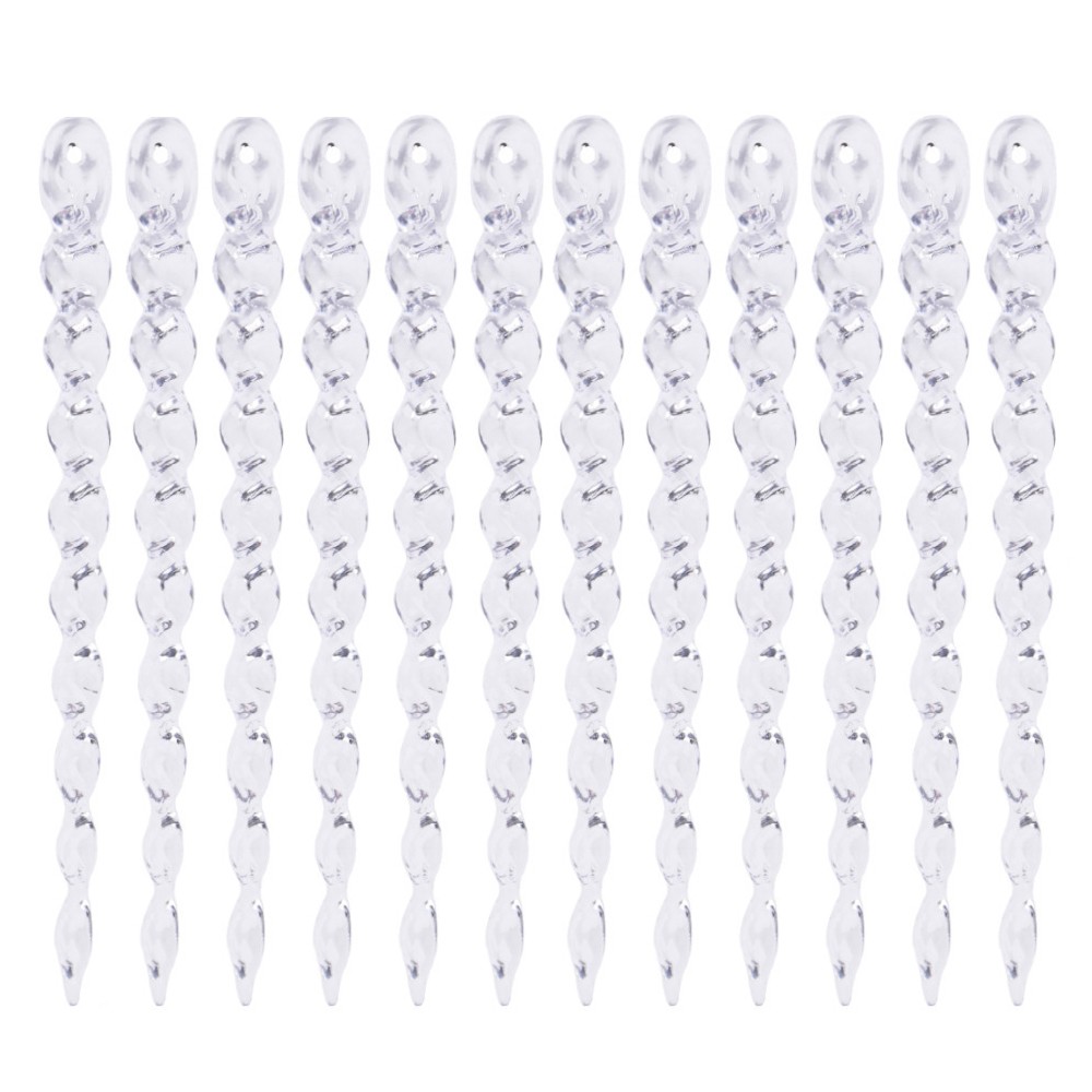 Clear Plastic Icicle Ornaments Set of 12 with Cord for Holiday Tree Display - Picture 40 of 54