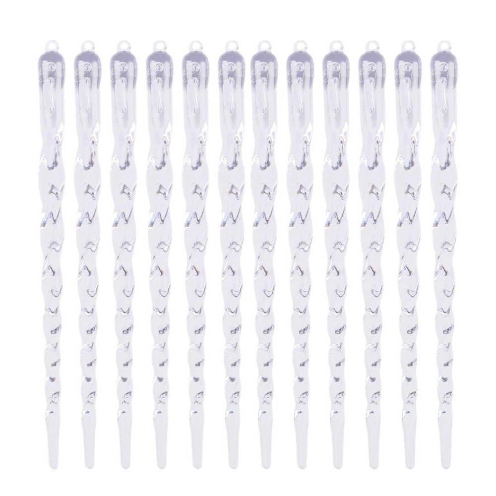 Clear Plastic Icicle Ornaments Set of 12 with Cord for Holiday Tree Display - Picture 13 of 54