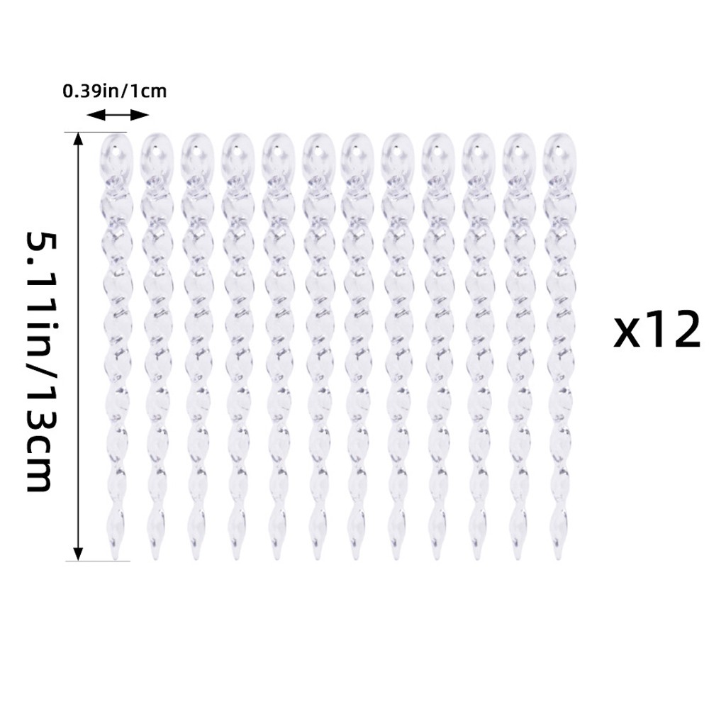 Clear Plastic Icicle Ornaments Set of 12 with Cord for Holiday Tree Display - Picture 51 of 54
