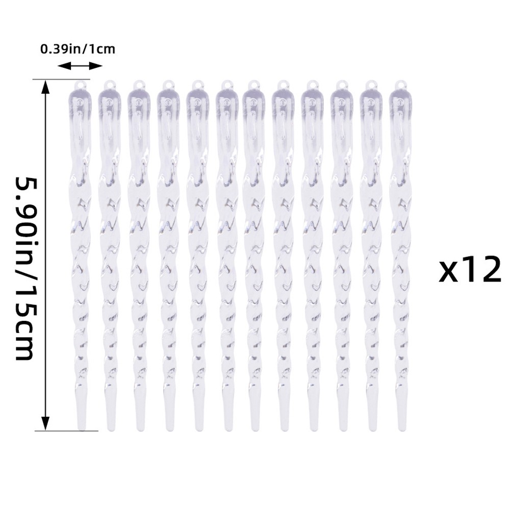 Clear Plastic Icicle Ornaments Set of 12 with Cord for Holiday Tree Display - Picture 31 of 54