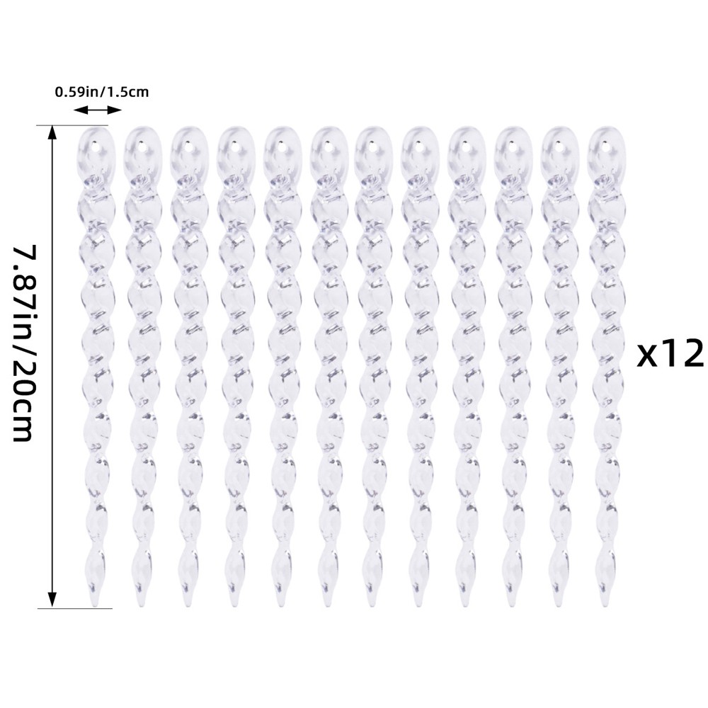 Clear Plastic Icicle Ornaments Set of 12 with Cord for Holiday Tree Display - Picture 41 of 54
