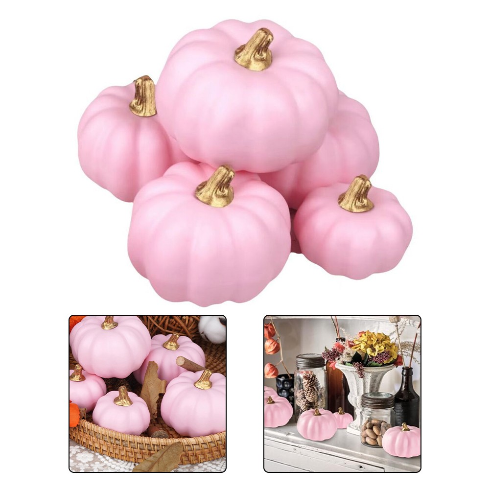 Set of Pink Mini Foam Pumpkins for Fall For Harvest and Holiday Displays - Picture 19 of 24