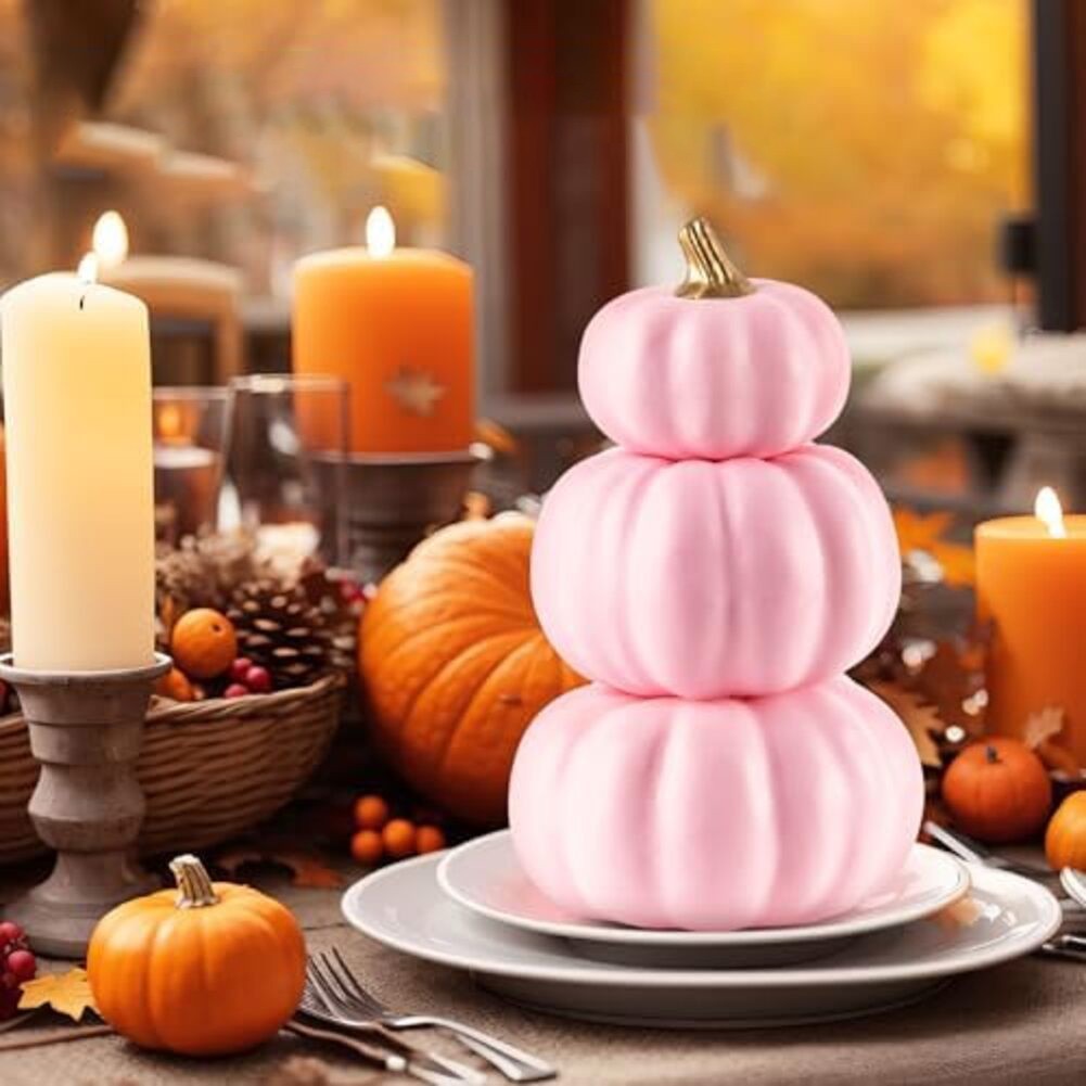 Set of Pink Mini Foam Pumpkins for Fall For Harvest and Holiday Displays - Picture 24 of 24