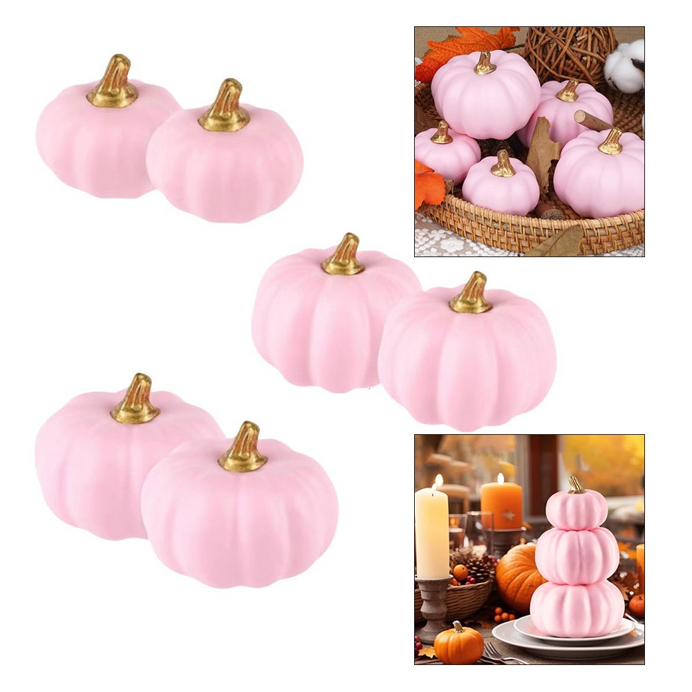 Set of Pink Mini Foam Pumpkins for Fall For Harvest and Holiday Displays - Picture 20 of 24